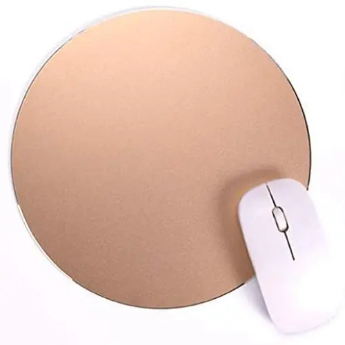 Round Mouse Pad LoiStu Round Aluminum Alloy Mouse Pad Winter and Summer Dual-Use Waterproof Antiski Matte Metal / High-Grade PU Leather Mouse Pad (Gold)