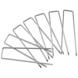 Ohuhu 100 Pack 6 Inch Steel Garden Stakes Landscape Staples, Thicken 11-Gauge Anti-Rust Heavy Duty Garden Staples, Sod Fence Pins for Landscaping, Ground Cover, Weed Barrier Fabric, Irrigation Tubing