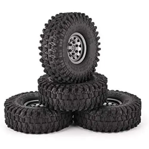 #N/V 4Pcs 1.9 Inch 120mm Rubber Tires Tire with Metal Wheel Rim Set for 1/10 Traxxas TRX-4 SCX10 RC4 D90 RC Crawler Car Part