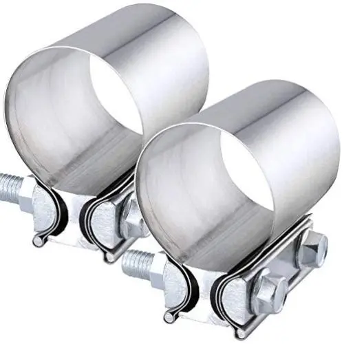EVIL ENERGY 2.5 Inch 2 1/2 Butt Joint Exhaust Band Clamp Sleeve Stainless Steel 2pcs EVIL ENERGY 2.5 Inch 2 1/2 Butt Joint Exhaust Band Clamp Sleeve Stainless Steel 2pcs