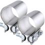 EVIL ENERGY 2.5 Inch 2 1/2 Butt Joint Exhaust Band Clamp Sleeve Stainless Steel 2pcs