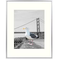 Frametory, Metal Aluminum Frame Collection with Ivory Color Mat & Real Glass (Silver, 1-Pack, 16x20 for 11x14 Photo)