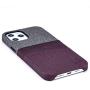 Dockem Wallet Case for iPhone 12 Pro Max: Built-in Metal Plate for Magnetic Mounting & 2 Credit Card Holders: 6.7'' Luxe M2, Canvas Style Synthetic Leather (Maroon and Grey)