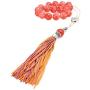 Pink Quartz Gemstone, Handmade Greek Worry Beads or Komboloi, Alpaca Metal Parts on a Pure Silk Cord & Tassel