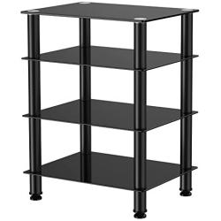 Fitueyes 4-tier Media Stand Audio/Video Component Cabinet with Glass Shelf for /Apple Tv/xbox One/ps4 AS406001GB