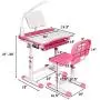 Baby Joy Kids Desk and Chair Set, Height Adjustable Child Desk Set w/LED Lamp, Bookstand, Tilt Desktop, Metal Hook, Pull Out Drawer Storage, School Student Study Desk Chair for Boys & Girls (Pink)