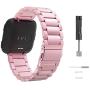 MoKo Band Compatible with Fitbit Versa/Versa 2/Versa lite Edition/Versa Special Edition, Stainless Steel Metal Watch Band Replacement Strap Bracelet - Rose Pink