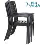 PHI VILLA 5 Piece Patio Armrest Dining Chairs and Larger Square Table Set