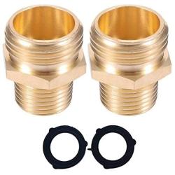 HZFJ 2-Pack 3/4” GHT Male x 1/2” NPT Male Connector, Brass Garden Hose Fitting, Adapter, Industrial Metal Brass Garden Hose to Pipe Fittings Connect,Garden Hose Extension Repair Fitting…