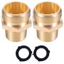 HZFJ 2-Pack 3/4” GHT Male x 1/2” NPT Male Connector, Brass Garden Hose Fitting, Adapter, Industrial Metal Brass Garden Hose to Pipe Fittings Connect,Garden Hose Extension Repair Fitting…