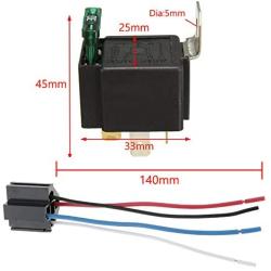 ESUPPORT 12V 30A Car Motor Heavy Duty Relay Socket Plug 4Pin Fuse Switch On/Off SPST Wire Harness Metal Pack of 2