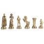 GiftHome Medieval British Army Metal Chess Set for Adults, Handmade Pieces and Natural Solid Wooden Chess Board with Pearl Design Around Board and Storage Inside King 2,75 inc