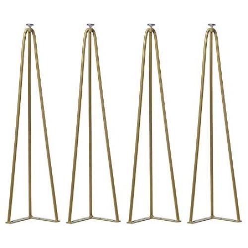 28 Inch Hairpin Legs Set of 4,Industrial Metal Coffee Table Legs,Mid Century Modern Furniture Legs,Tall Iron End Table Legs,Heavy Duty Coffee Table Set(Gold)