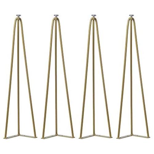 28 Inch Hairpin Legs Set of 4,Industrial Metal Coffee Table Legs,Mid Century Modern Furniture Legs,Tall Iron End Table Legs,Heavy Duty Coffee Table Set(Gold)