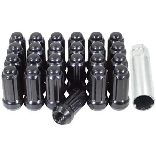 14x1.5 Lug Nuts Set Black Spline - Cone Seat - Dual Hex Key Wheel Lug Nut M14x1.50 (24, Black) 14x1.5 Lug Nuts Set Black Spline - Cone Seat - Dual Hex Key Wheel Lug Nut M14x1.50 (24, Black)