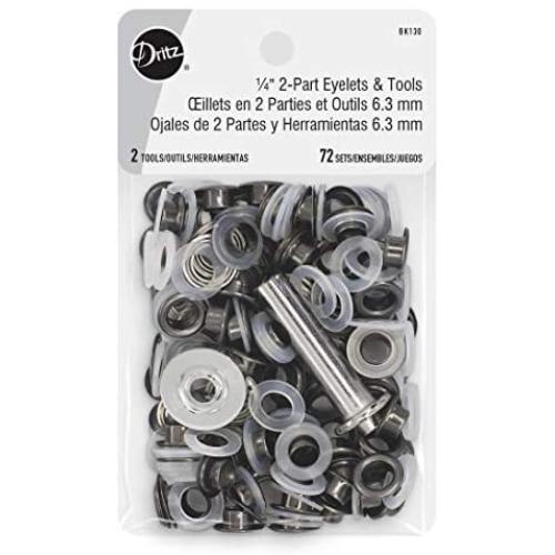 Dritz 2 Part Eyelets 1/4in Gunmetal Fasteners, 1/4''