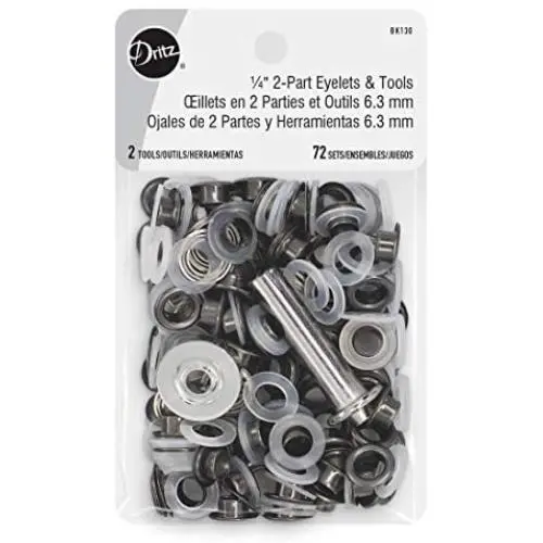 Dritz 2 Part Eyelets 1/4in Gunmetal Fasteners, 1/4''