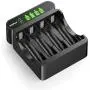 Fufly Rechargeable AA AAA Battery Charger - 4 Bay Smart Charger with LCD Display for Ni-MH Ni-CD Rechargeable Batteries