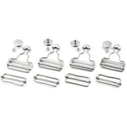 PZRT 4pcs 38mm Silver Suspenders Adjustable Buckle Metal Ribbon Slip Buckle Fasteners Clip for Garment Overalls Backpack DIY Accessories