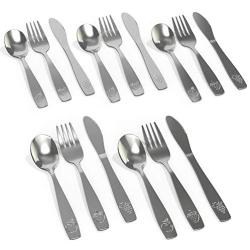 15 Piece Stainless Steel Kids Silverware Set - Child and Toddler Safe Flatware - Kids Utensil Set - Metal Kids Cutlery Set Includes 5 Small Kids Spoons, 5 Forks & 5 Knives