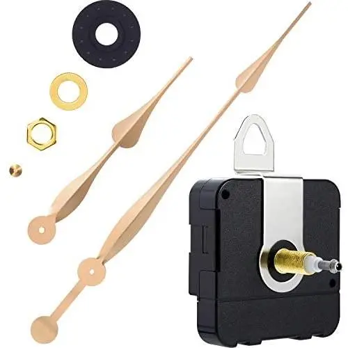 Hicarer High Torque Long Shaft Clock Movement Mechanism with 12 Inch Long Spade Hands (Gold)