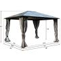 Kozyard 10ftx12ft Polycarbonate Top Aluminum Permanent Gazebo with a Mosquito Net and Privacy Curtain (Edward 10ftx12ft)