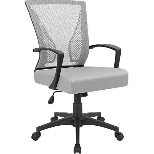 Furmax Office Mid Back Swivel Lumbar Support Desk, Computer Ergonomic Mesh Chair with Armrest (Gray) Furmax Office Mid Back Swivel Lumbar Support Desk, Computer Ergonomic Mesh Chair with Armrest (Gray)