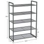 SONGMICS 5-Tier Shoe Rack, Stackable Shoe Organiser, 15-20 Pairs of Shoes, Metal Shoe Rack Storage, 24.8 x 11.8 x 36.2 Inches, Smoky Gray ULMR85GC