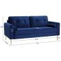 VASAGLE Sofa, Couch for Living Room, Velvet Surface, for Apartment, Small Space, Solid Wood Frame, Metal Legs, Easy Assembly, Mid-Century Modern Design, 71.3 x 32.3 x 33.9 Inches, Blue ULCS002Q01
