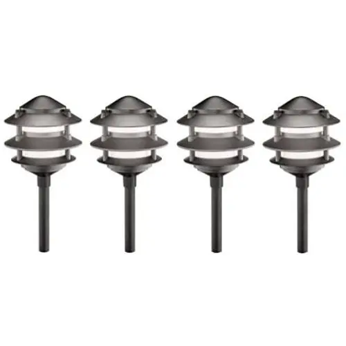 4 Pack Malibu 8301-9200-04 3-Tier Cast Metal Pathway Yard Landscape Lights,11 Watt, in Matte Black BY MALIBU DISTRIBUTION 4 Pack Malibu 8301-9200-04 3-Tier Cast Metal Pathway Yard Landscape Lights,11 Watt, in Matte Black BY MALIBU DISTRIBUTION