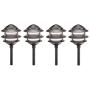 4 Pack Malibu 8301-9200-04 3-Tier Cast Metal Pathway Yard Landscape Lights,11 Watt, in Matte Black BY MALIBU DISTRIBUTION