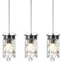 Loclgpm Modern Crystal Pendant Light, 3 Pack Metal Ceiling Lamp, Chrome Finish Chandelier Fixture with Clear Glass Shade Hanging for Kitchen Island, Living Room, Dining Room, Restaurant, Indoor