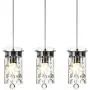 Loclgpm Modern Crystal Pendant Light, 3 Pack Metal Ceiling Lamp, Chrome Finish Chandelier Fixture with Clear Glass Shade Hanging for Kitchen Island, Living Room, Dining Room, Restaurant, Indoor