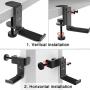 APPHOME [Upgrade] Foldable Headphone Stand Hanger Holder Aluminum Headset Soundbar Stand Clamp Hook Under Desk Space Save Mount Fold Upward Not in Use, Universal Fit Gaming Headphones, Black