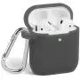 AirPods Case, GMYLE Silicone Protective Shockproof Wireless Charging Airpods Earbuds Case Cover Skin with Keychain Set Compatible for Apple AirPods 2 & 1 – Transparent Black [Front LED Visible]