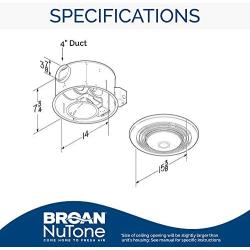 Broan-NuTone 9093WH Exhaust Fan, Heater, and Light Combo, Bathroom Ceiling Heater, 1500-Watts, 70 CFM, White