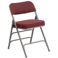 Flash Furniture HERCULES Series Premium Curved Triple Braced & Double Hinged Burgundy Fabric Metal Folding Chair