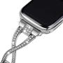 JSGJMY Bling Bands Compatible with Apple Watch Band 38mm 40mm 42mm 44mm Series 5/4/3/2/1 Women Diamond Rhinestone X-Link Metal Jewelry Bracelet(Silver, 38mm/40mm)
