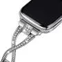 JSGJMY Bling Bands Compatible with Apple Watch Band 38mm 40mm 42mm 44mm Series 5/4/3/2/1 Women Diamond Rhinestone X-Link Metal Jewelry Bracelet(Silver, 38mm/40mm)