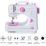 Sewing Machine Mini Portable Electric Portable Household Overlock 12 Built-in Stitches with Foot Pedal for Amateurs Beginners Embroidery Pink Safety
