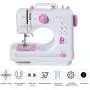Sewing Machine Mini Portable Electric Portable Household Overlock 12 Built-in Stitches with Foot Pedal for Amateurs Beginners Embroidery Pink Safety