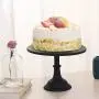 12 inches/ 30cm Black Cake Stand, Simple Style Metal Round Wedding Event Birthday Party Dessert Cupcake Pedestal Display Plate (Black, Diam 12'')