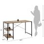 Linsy Home 47 Inch Rectangle Computer Desk with Shelves, Simple Style Reversible Desk with Adjustable Storage Bookshelf Writing Laptop Study Table for Home Office, Wood and Metal Frame