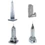 Set of 4 Metal Earth 3D Laser Cut Building Models: 30 Rockefeller Plaza, Empire State Building, Chrysler Building, & One World Trade Center