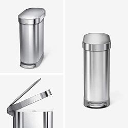 simplehuman 45 Liter / 12 Gallon Slim Hands-Free Kitchen Step Trash Can with Liner Rim, Brushed Stainless Steel