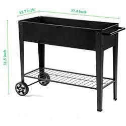 Zizin Raised Garden Planter Box with Legs Outdoor Metal Elevated Garden Bed On Wheels Apartment Vegetables Herb Kit,40''×15'' Black