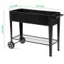 Zizin Raised Garden Planter Box with Legs Outdoor Metal Elevated Garden Bed On Wheels Apartment Vegetables Herb Kit,40''×15'' Black