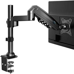 HUANUO Single Monitor Stand - Gas Spring Single Arm Monitor Desk Mount Fit 17 to 32 inch Screens, Height Adjustable VESA Bracket with Clamp, Grommet Mounting Base, Hold up to 19.8lbs