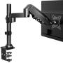 HUANUO Single Monitor Stand - Gas Spring Single Arm Monitor Desk Mount Fit 17 to 32 inch Screens, Height Adjustable VESA Bracket with Clamp, Grommet Mounting Base, Hold up to 19.8lbs