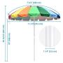 Yescom 8 ft Metal Rainbow Beach Patio Umbrella 16 Rib Tilt Market Table Umbrella Outdoor Sunshade Cover Sand Anchor